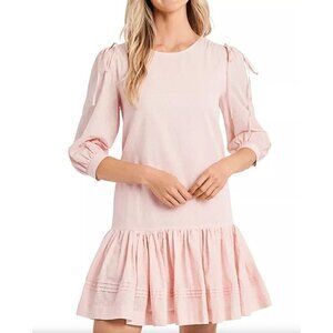 CeCe Clip Dot Ruffle Hem Dress Pink 100% cotton Summer Dress NWT MSRP $129
